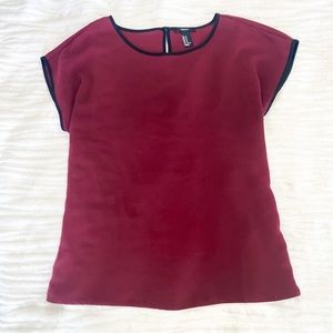 Medium Burgundy Business-Casual Blouse with Black Outlines